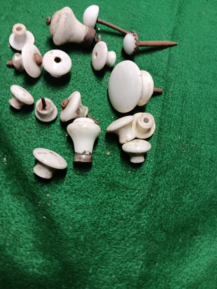 antique porcelain drawer knobs mixed sized lot