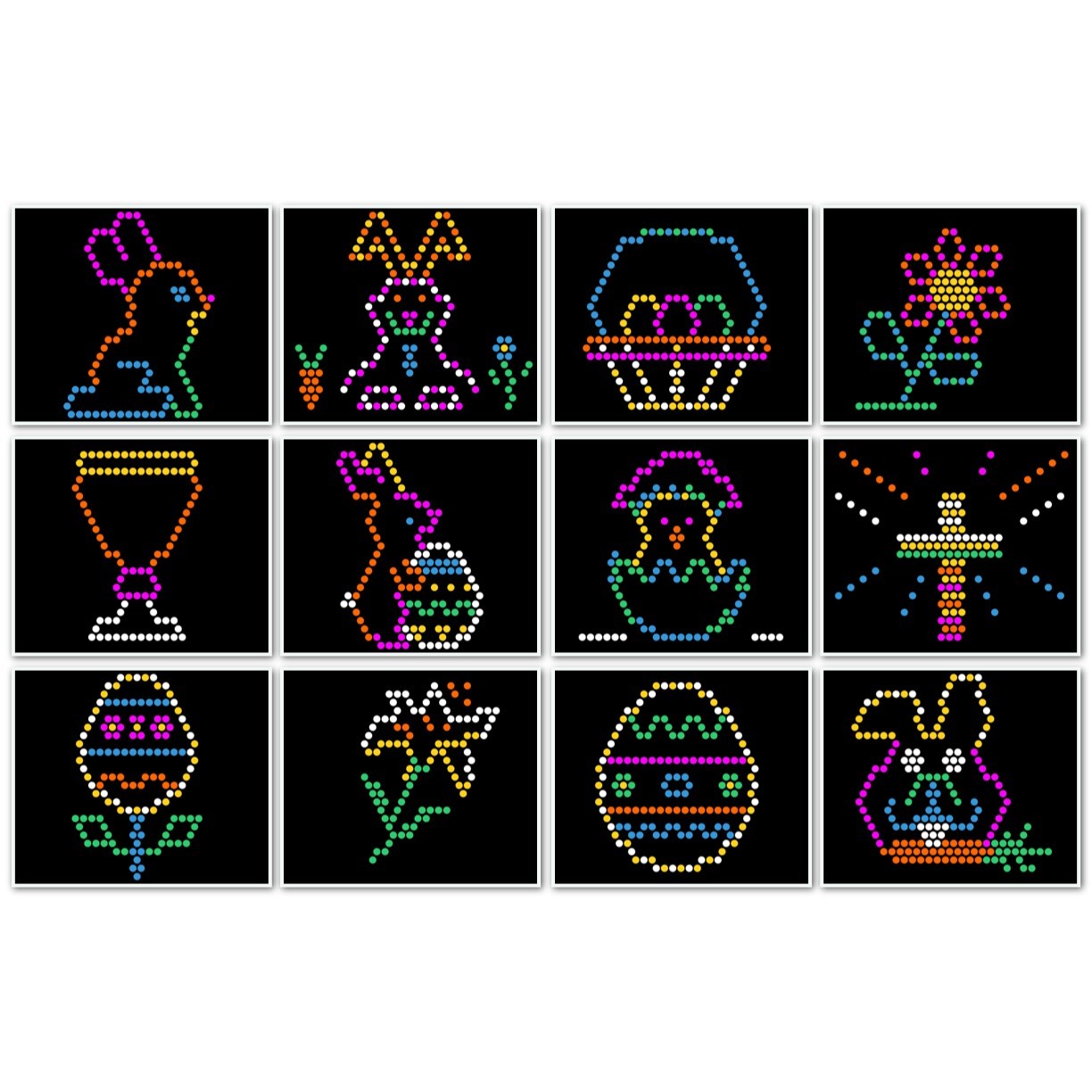 Easter Theme Pattern Refill Sheets for Lite Brite 12 Pack