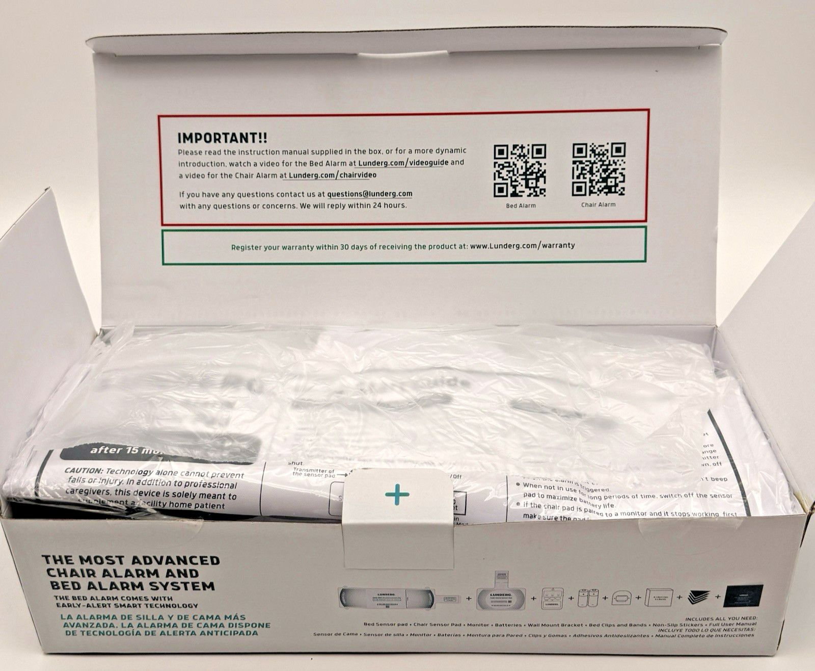 Lunderg Bed and Chair Alarm Pad System Wireless Early Alert Sensor Pad NEW!