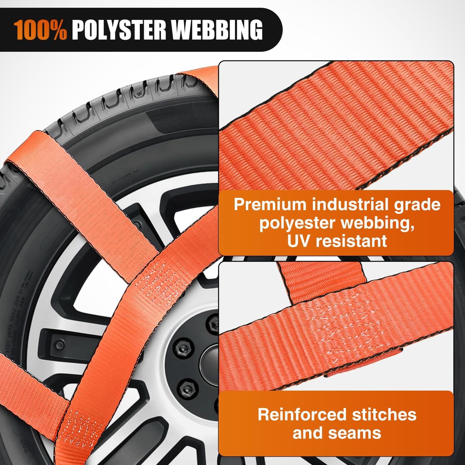 Nilight Tow Dolly Basket Straps with Flat Hook for 14”-19” Tires Car Heavy Duty