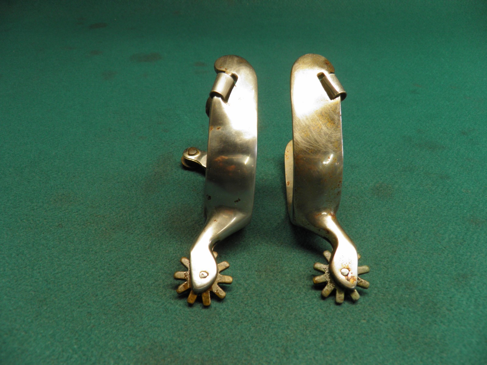 NICE VINTAGE PAIR OF STAINLESS STEEL WESTERN COWBOY SPURS