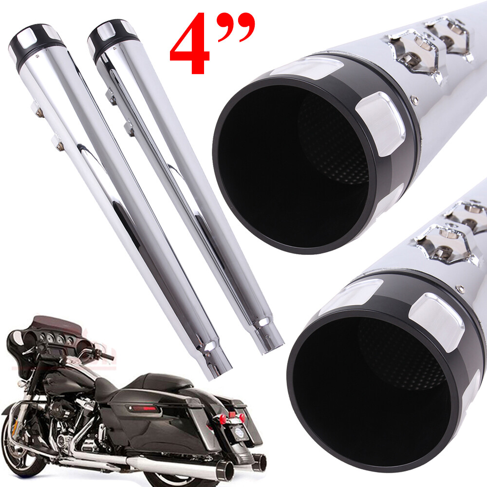 4" Megaphone Exhaust Pipes Mufflers For Harley Touring Ultra Classic Road Glide