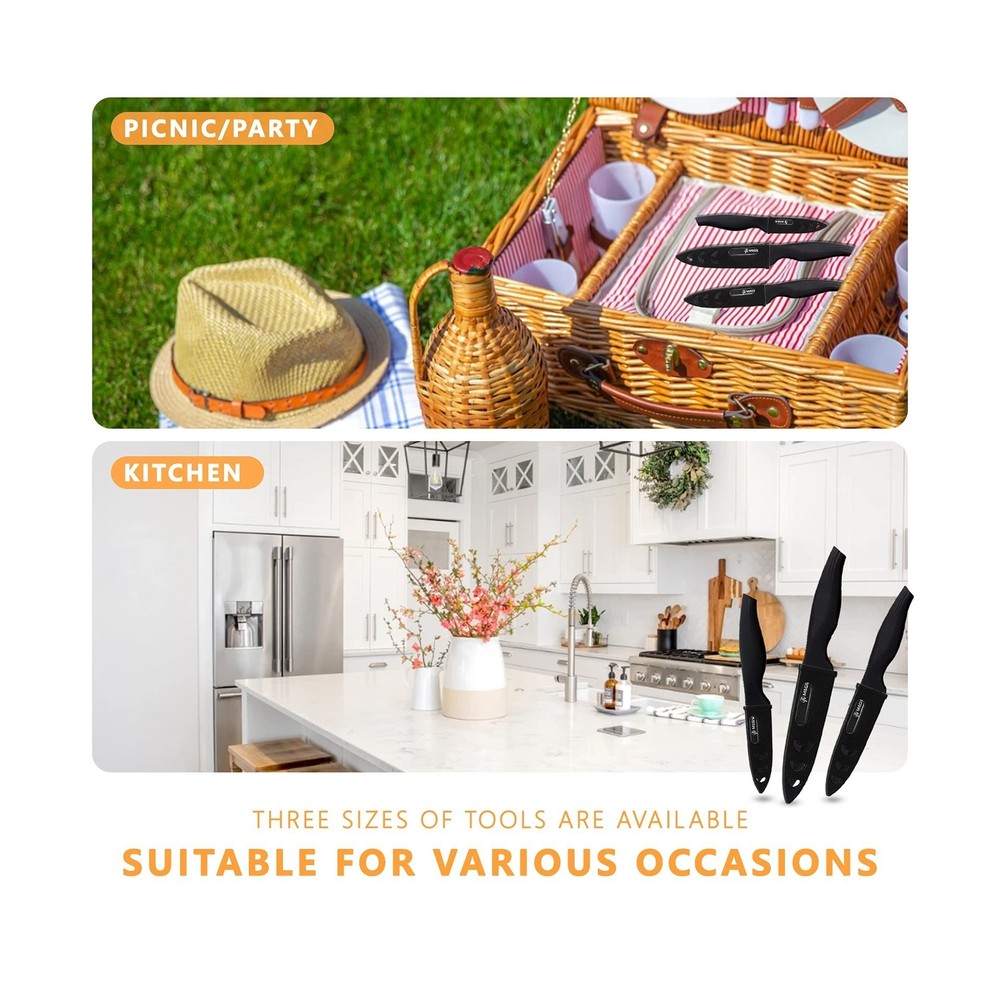 6-Piece Paring Knife Set with Sheaths-Ceramic Blade Sharp Rust Proo... Fast Ship