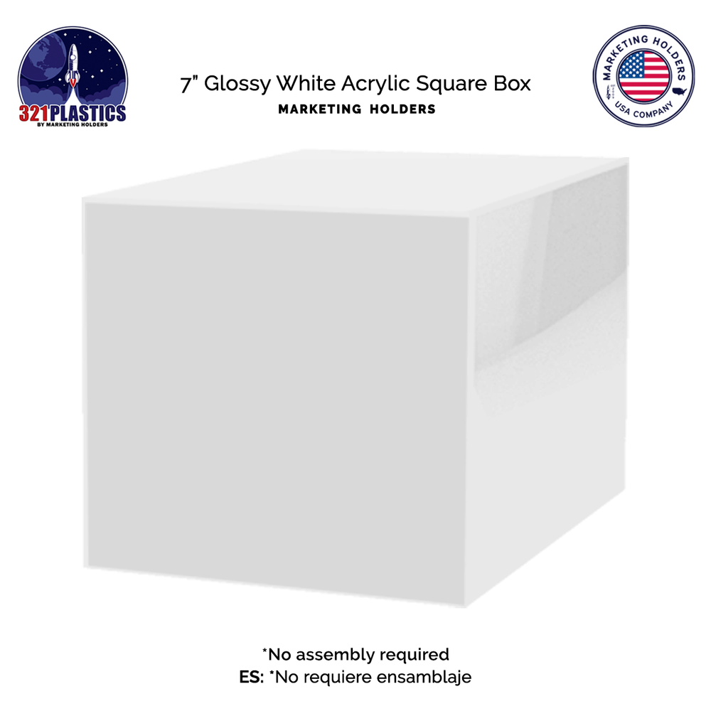 7" Square White Acrylic Retail Display Box