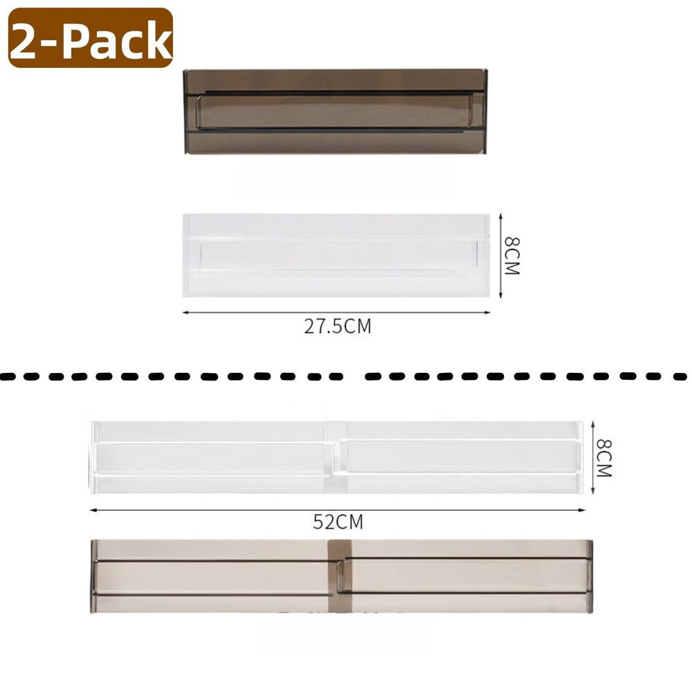 2 Pack Expandable Drawer Dividers - Adjustable Plastic Organizers for Kitchen...