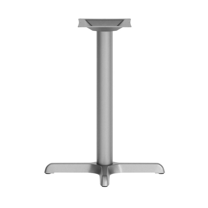 22'' x 22'' Restaurant Table X-Base with 3'' Dia. Table Height Column in Silver