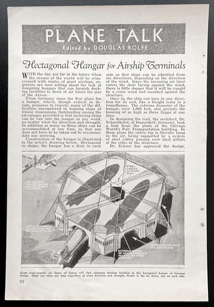 “Hexagonal Hanger for Airships” 1932 Hugo Eckner Terminal artist concept