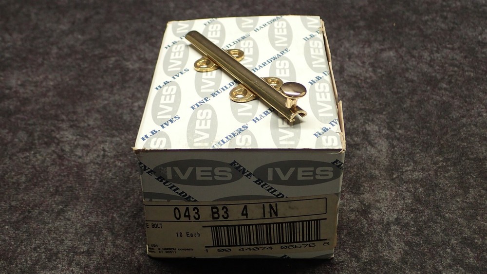 Ives By Schlage 08675, 4" Medium Duty Surface Bolt, Solid Bright Brass
