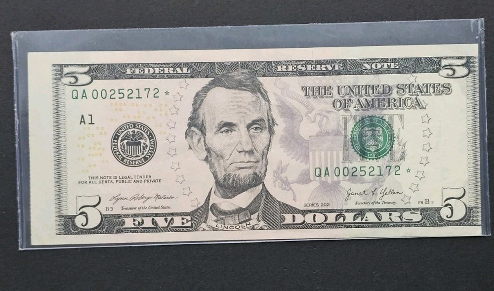 Star Note Miscut Five Dollar Bill 2021 5$
