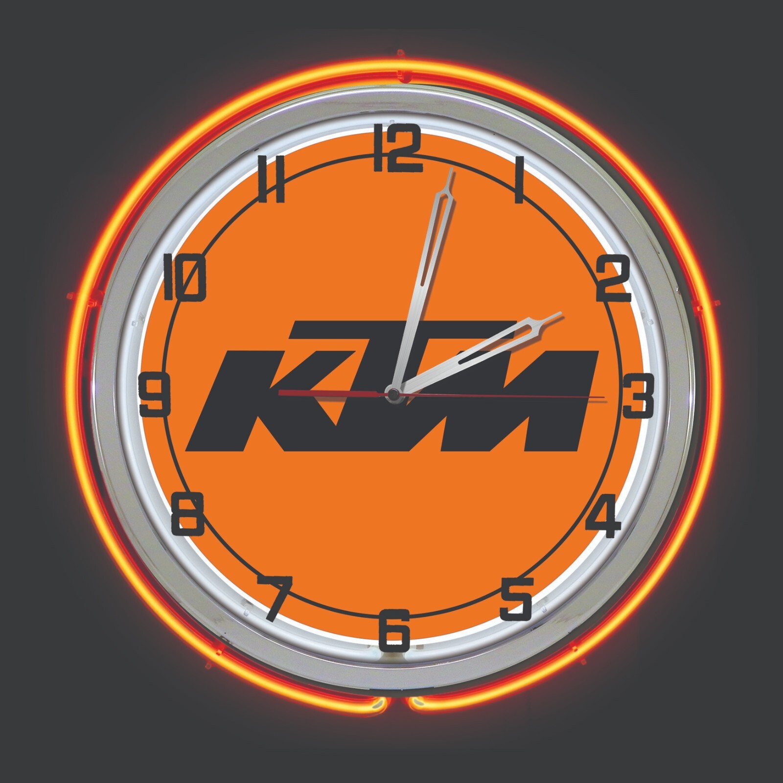 KTM Dirt Bike Sign 19" ORANGE Double Neon Clock Motorcycle Man Cave Garage