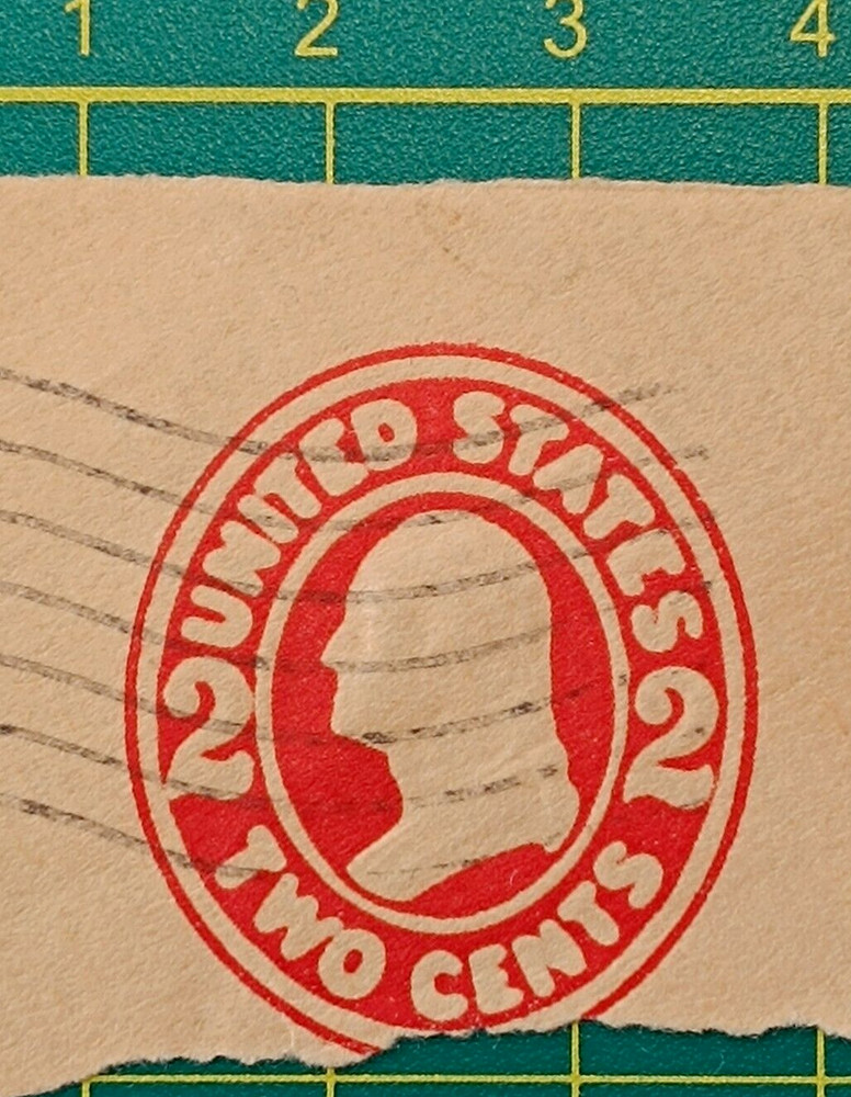 US Cut square fm envelope U91, 2c, ERROR of printing, Magic impression