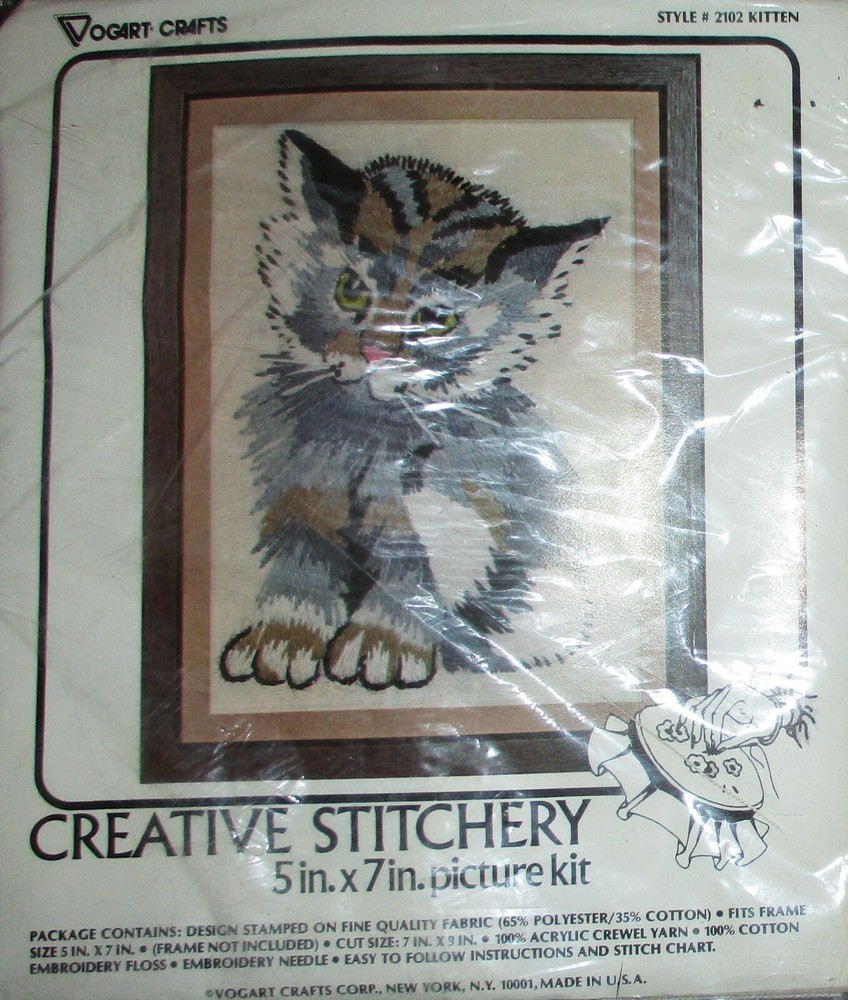 Creative Stitchery Kitten #2102 5" x 7" NEW