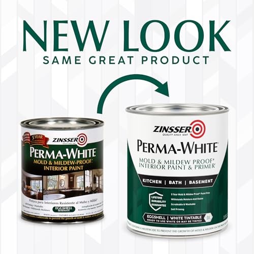 02774 PERMA-WHITE Mold & Mildew Proof Interior Paint, Quart, Eggshell White 1