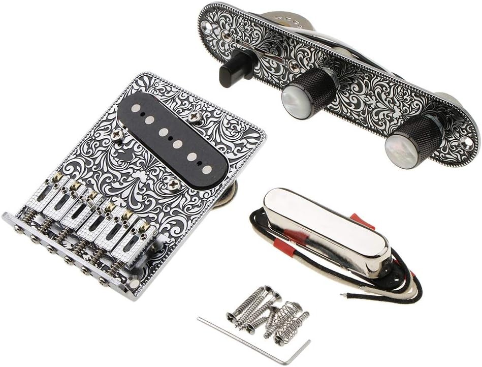Black Telecaster Replacement Hardware Kit: Bridge Control Plate & Pickup Set