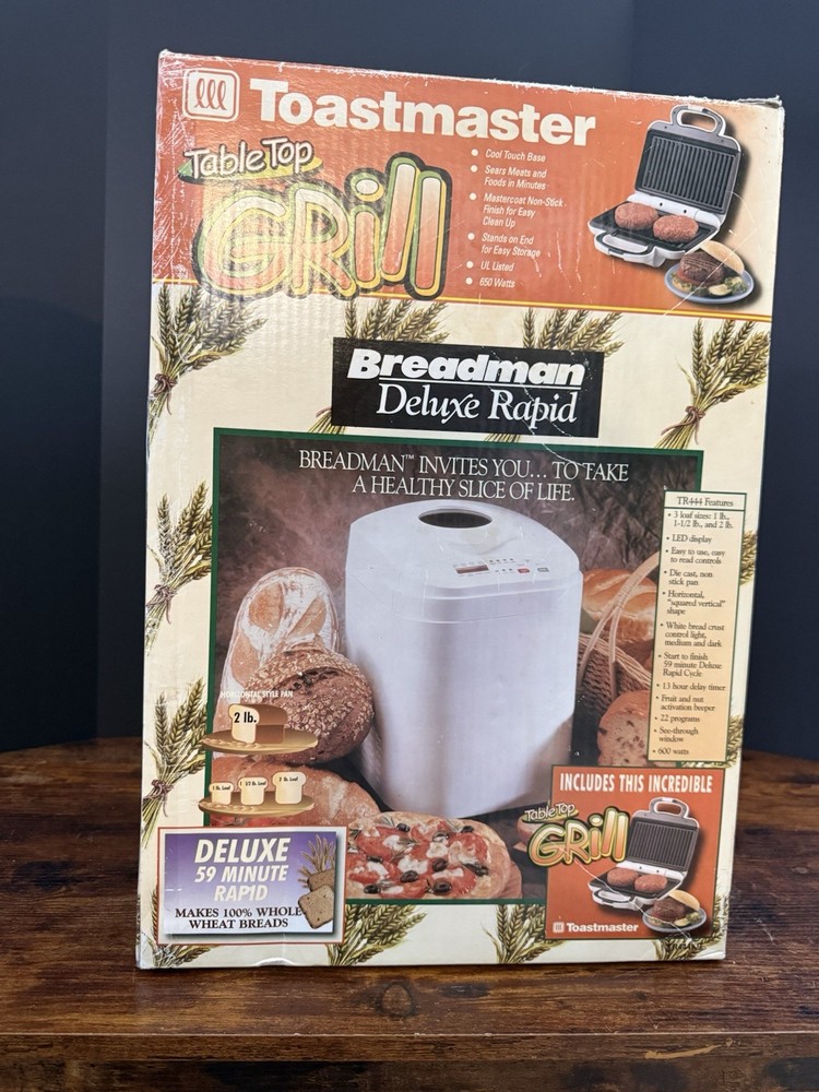 1999 BREADMAN TR444KIT Deluxe Rapid Automatic Breadmaker Toastmaster Grill Combo