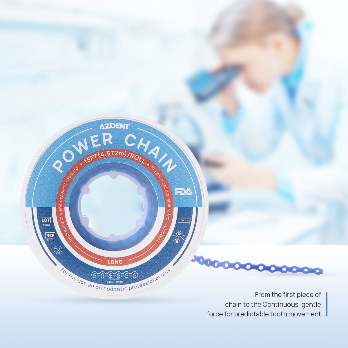 Dental Ortho Elastic Rubber Bands Braces Power Chain Long/Short /Close Cadena de