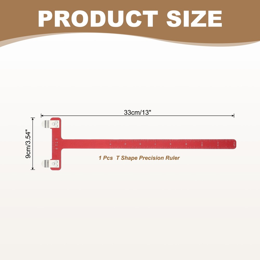 Archery Bow Square, T-Shape Ruler Turning Bow String Measurement Tool Red