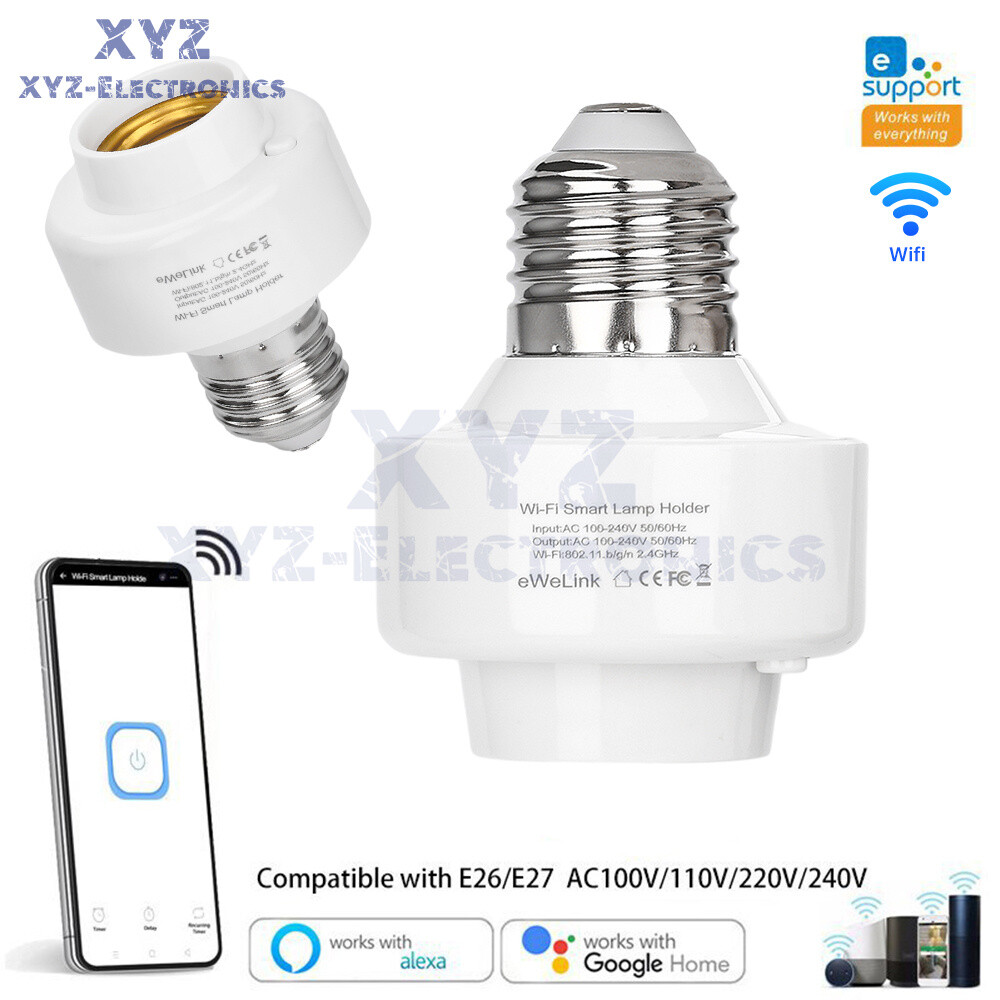 Smart WiFi Bulb Socket E26 E27 Light Bulb Adapter EWeLink Alexa Google Control