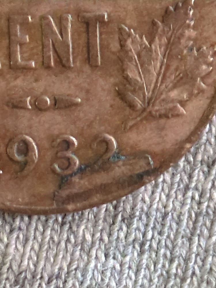 1932 Canada Canadian Cent Penny with errors