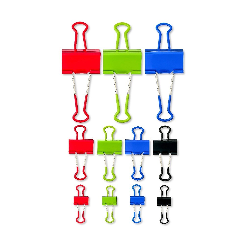 Grip Binder Clips Assorted Colors and Sizes 24 Count 3 Pack