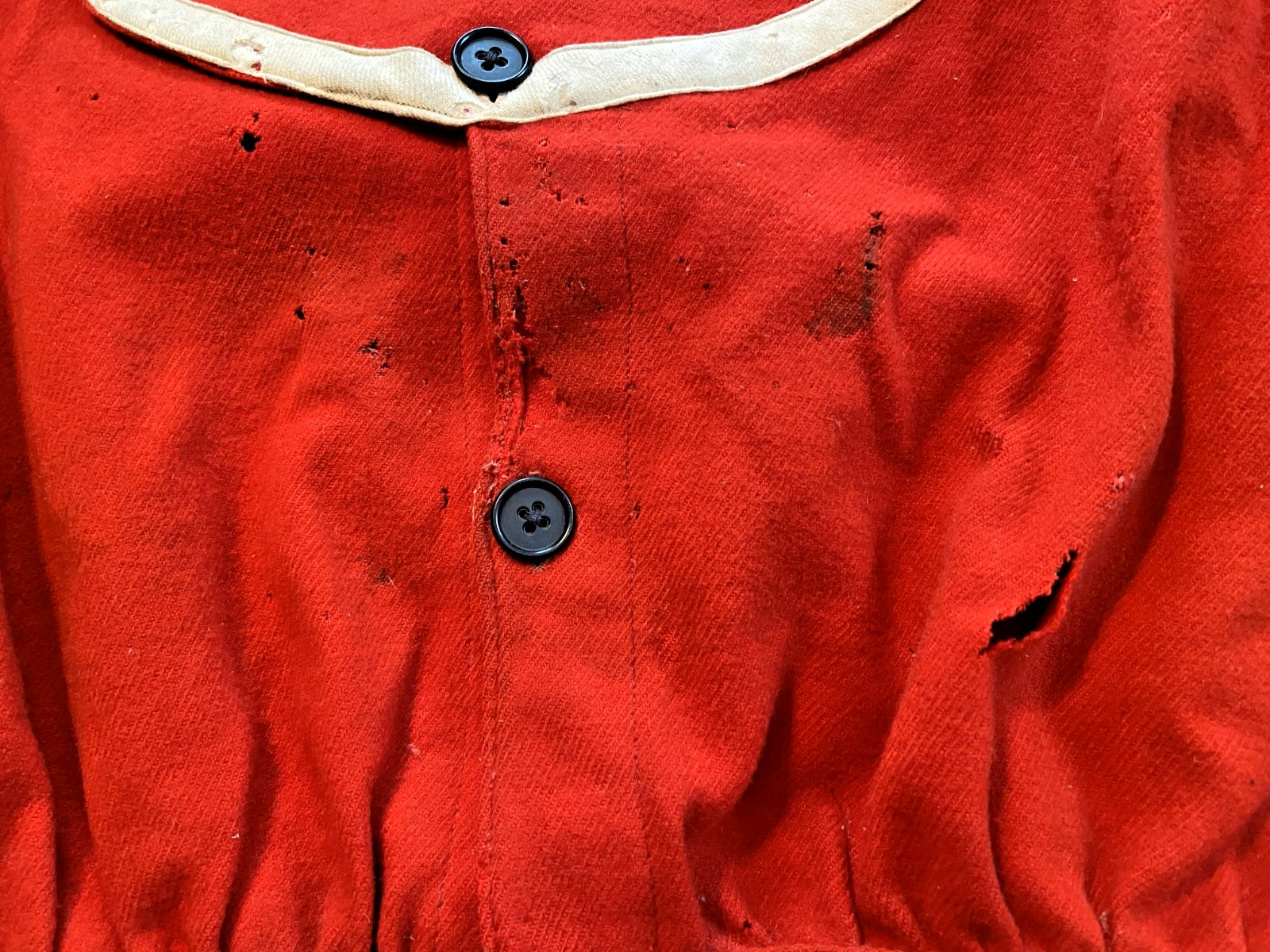 RARE FIND! 1880'S HEAVEY RED WOOL BASEBALL BIB TOP OR FIREMAN BIB TOP-CA7 LOGO