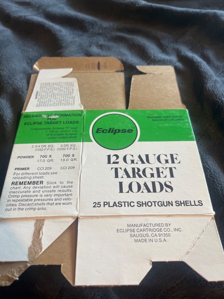 4 Eclipse 12ga. target loads empty shotgun shell boxes