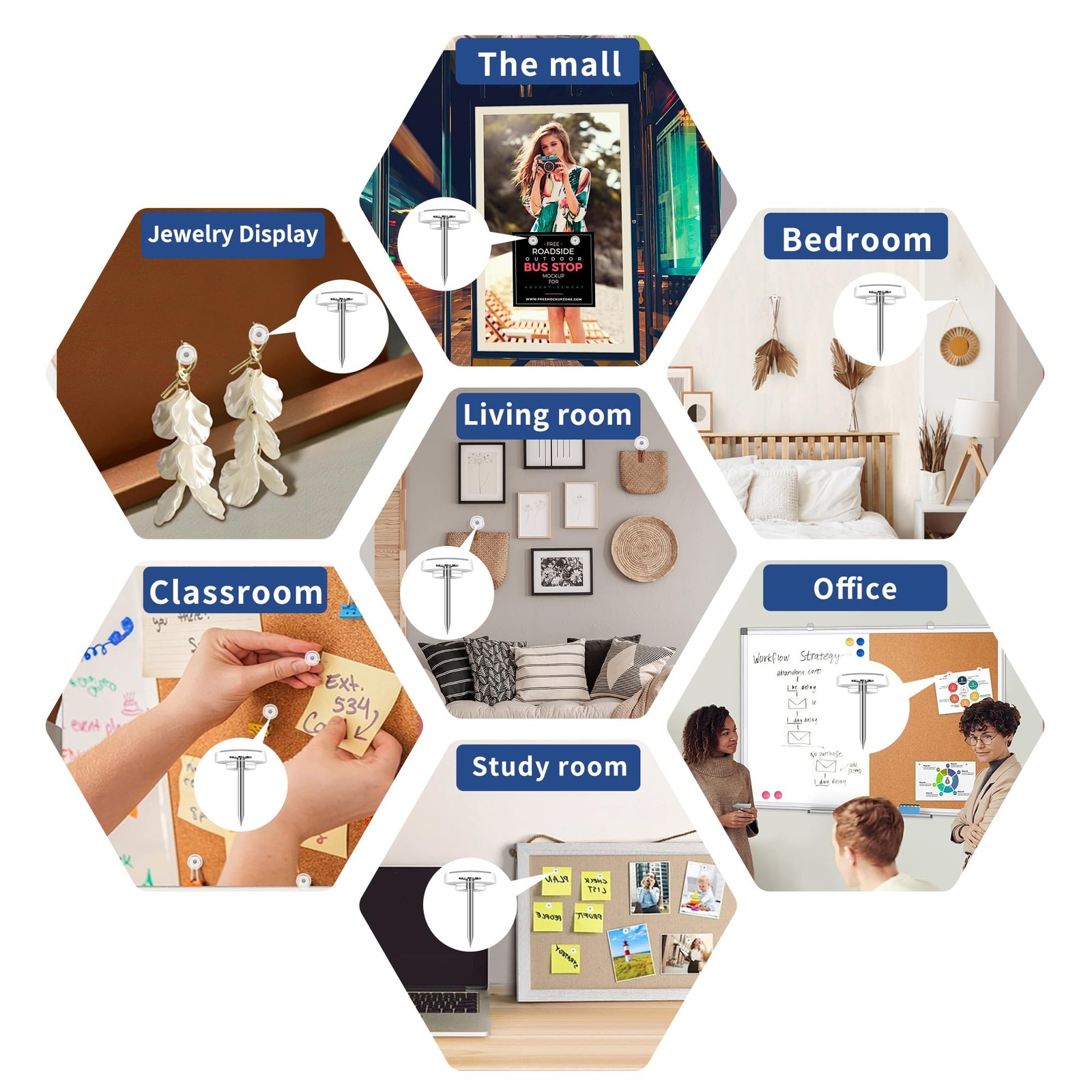 180-Pack Clear Thumb Tacks - Heavy Duty Push Pins for Bulletin Board, Office,