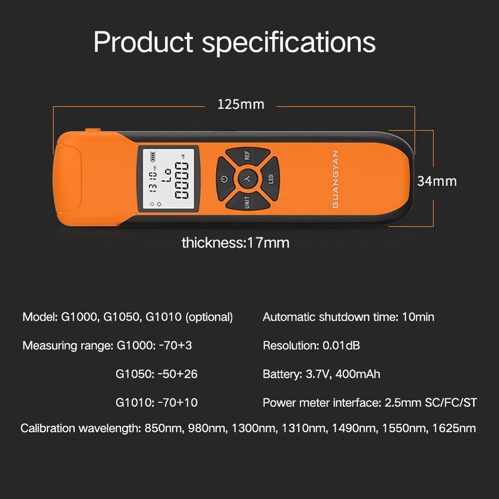 Lightweight Optical Power Meter High Accuracy Rechargeable Optic Power Meter