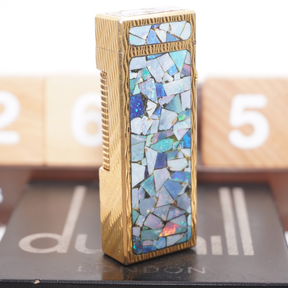 Dunhill Lighter Gold Wav Opal Pattern _Ultrasonically Cleaned_Working