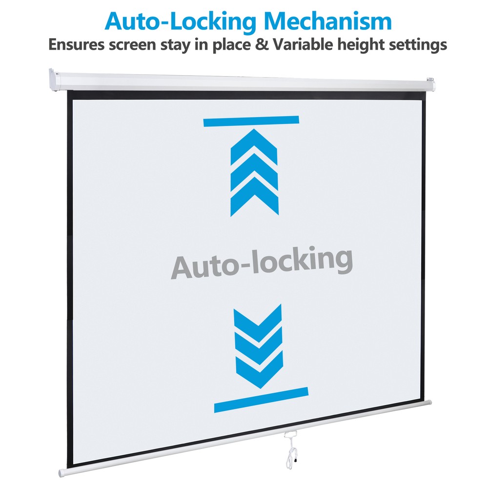 120'' Projector Screen Projection Screen Manual Pull Down HD Screen 1:1 Format