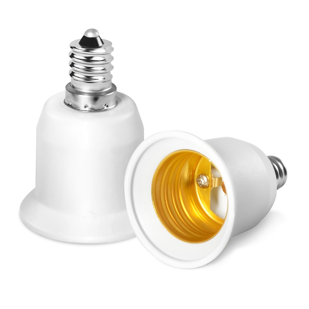 2pcs Bulbs Socket Adapters from E12 to E26 (Mini Screw to Medium Edison Screw )