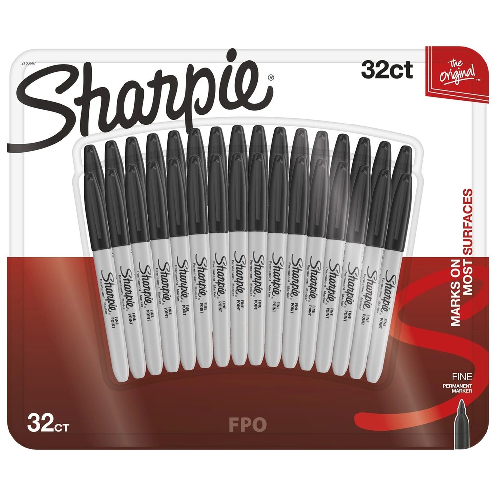 SHARPIE Permanent Markers Fine Point 32 Count Black
