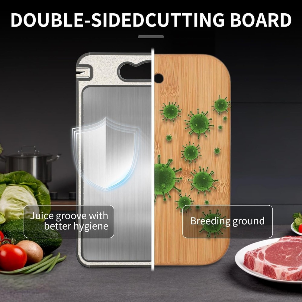 Titanium Cutting Board Double Sided Kitchen Knife Sharpener Garlic Grater Large