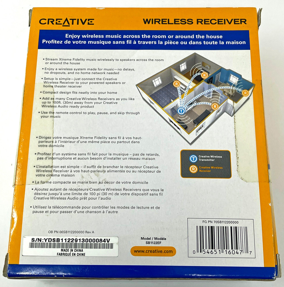 Creative Wireless Receiver Audio SB1122EF New Unopened