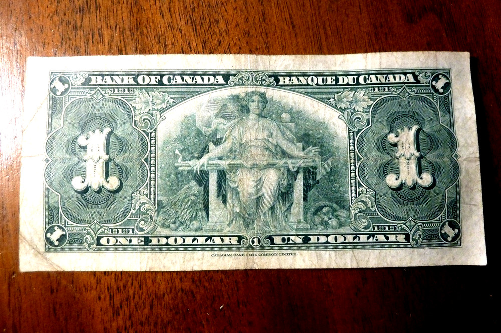 CANADA 1 DOLLAR BANKNOTE 1937 P58d FINE