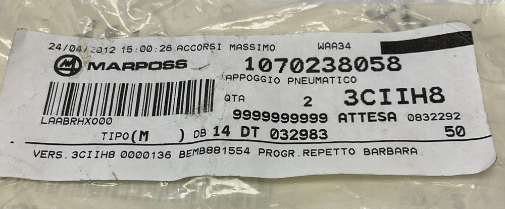Marposs 1070238058 Pneumatic Support