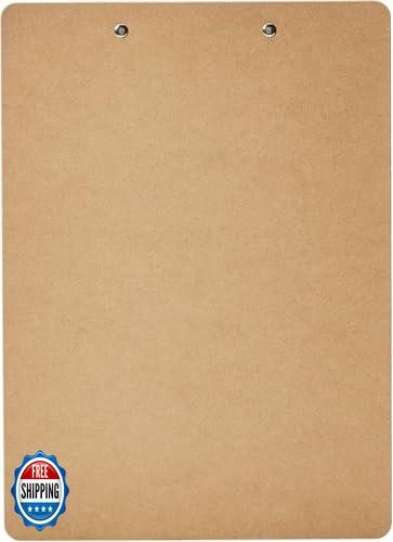 Amazon Basics Hardboard Office Clipboard, 6-Pack, Brown