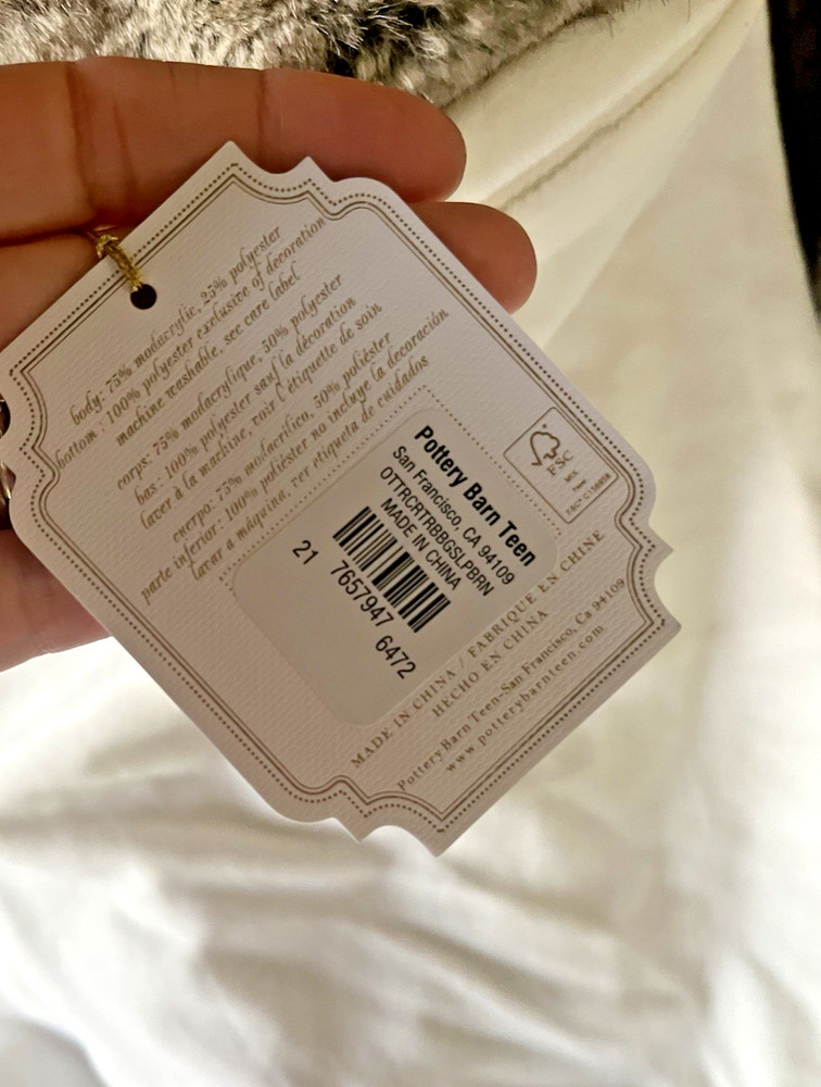 Pottery Barn Teen Otter Critter Faux Fur Beanbag SlipCover 3D Large NWT So Cute