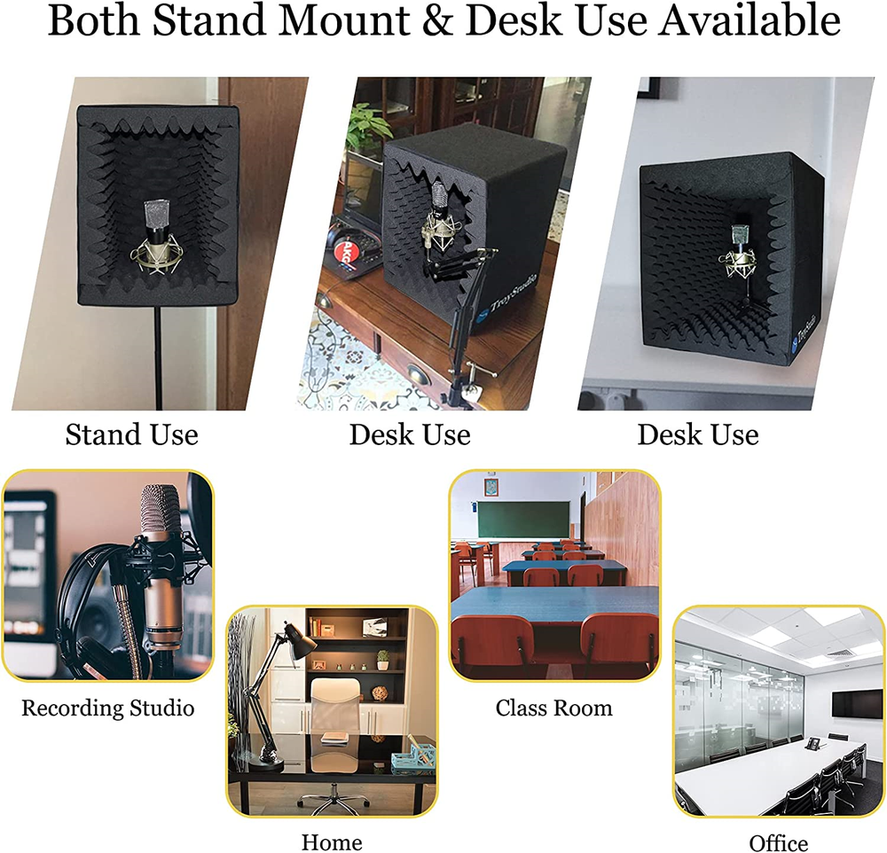 TroyStudio Portable Sound Recording Vocal Booth Box - |Reflection Filter & -