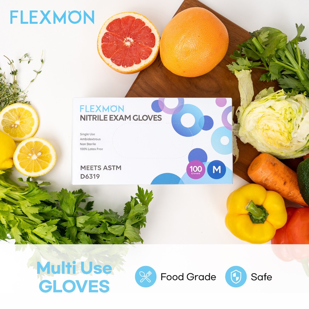 FLEXMON Nitrile Exam Gloves, Extra Small, 4.2Mil 100 Count