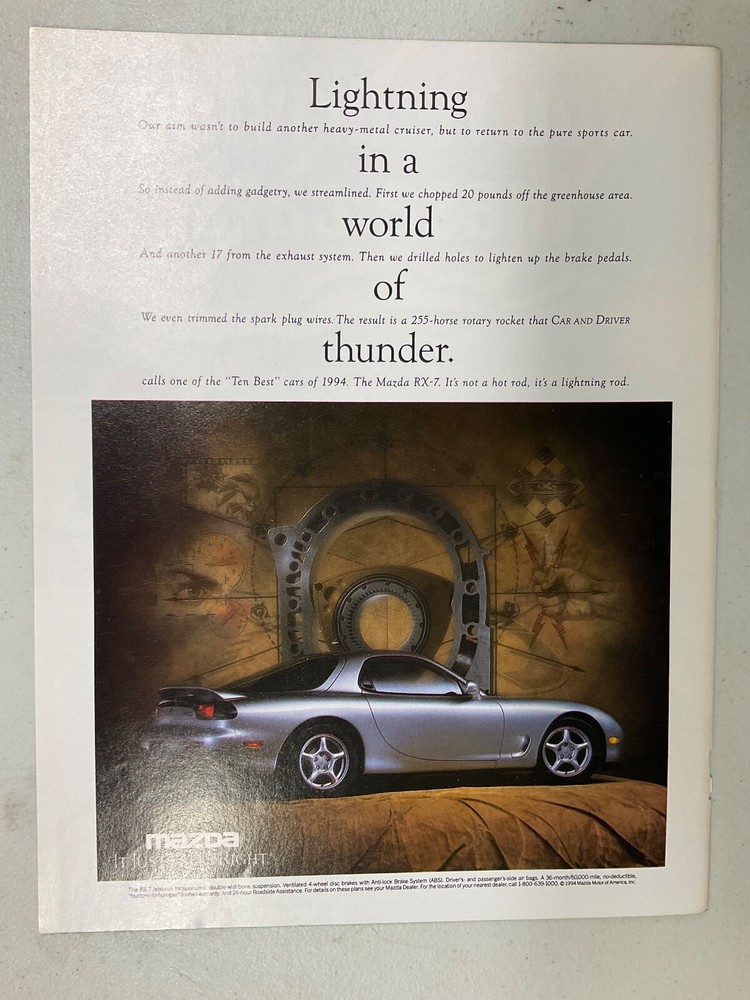 MISC1575 Vintage Advertisement 1994 Mazda RX-7 Coupe