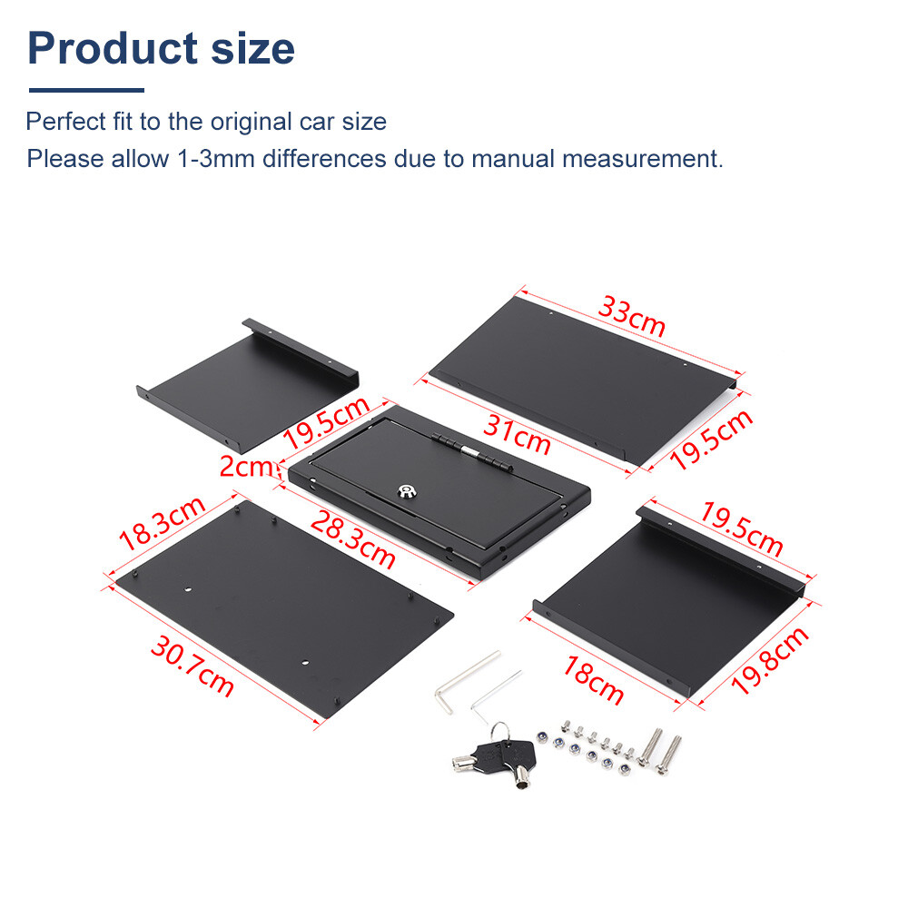 Locking Car Safe Box Armrest Console Insert Case W/Key For Chevy Silverado 2014+