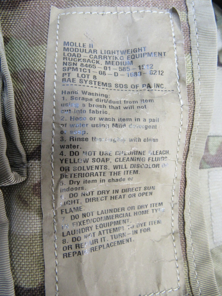 US Molle II Medium Rucksack Multicam OCP Complete Assembly Back Pack BAE Systems