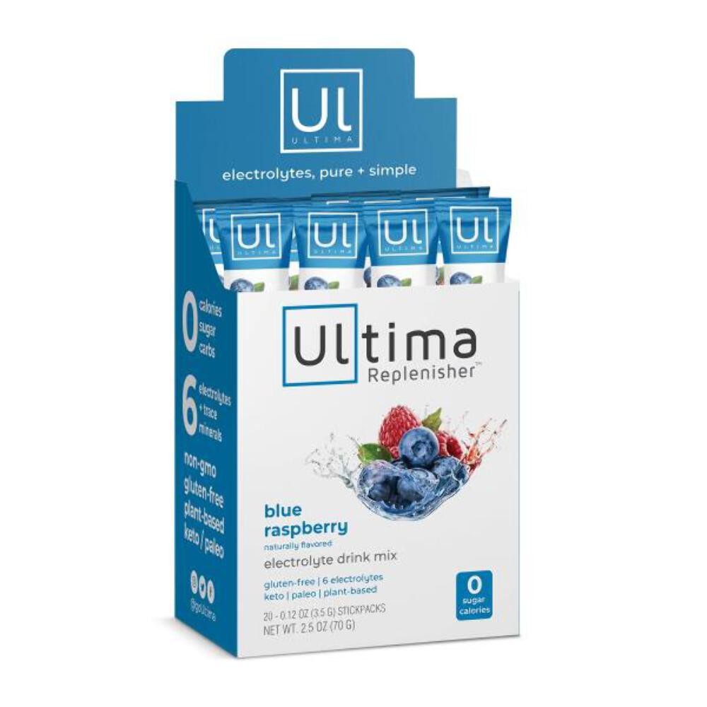 Ultima Replenisher Electrolyte Hydration Drink Mix, Blue Raspberry, 20 Serving S