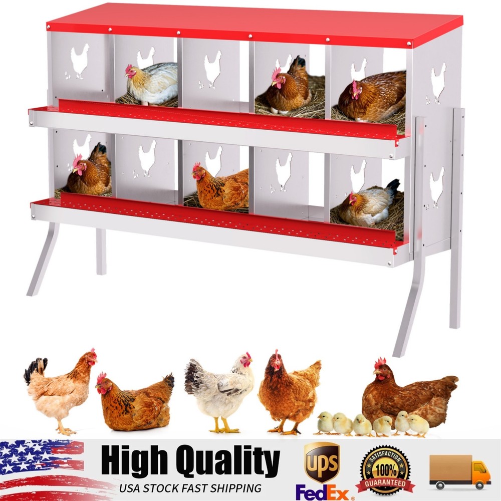 10 Holes Chicken Nesting Box, Metal Chicken Nesting Boxes, with Bracket Legs