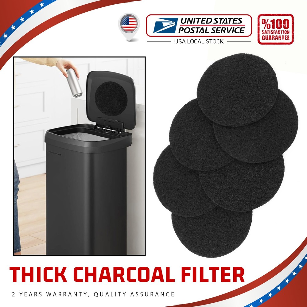 Charcoal Filter Replacements Kitchen Compost Bin Round 6.7" 0.4" Thick 10 Pack
