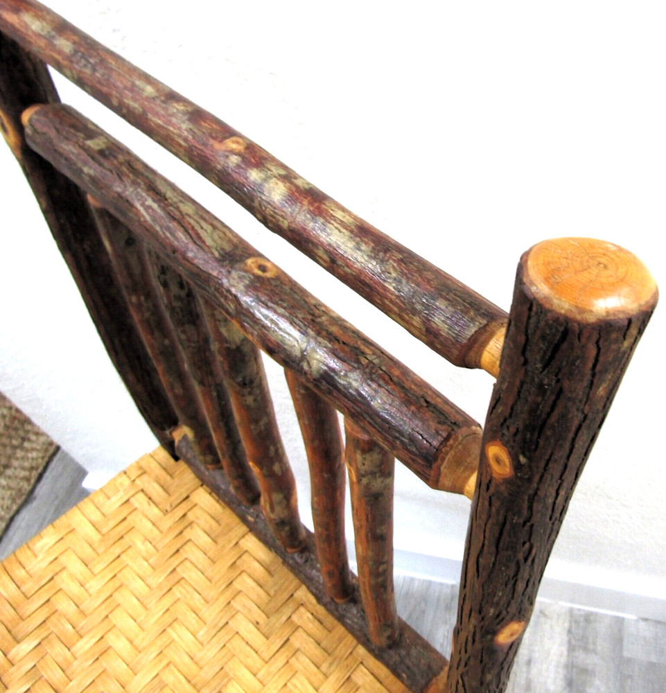 Primitive Wood with Cane Woven Seat Counter Stool