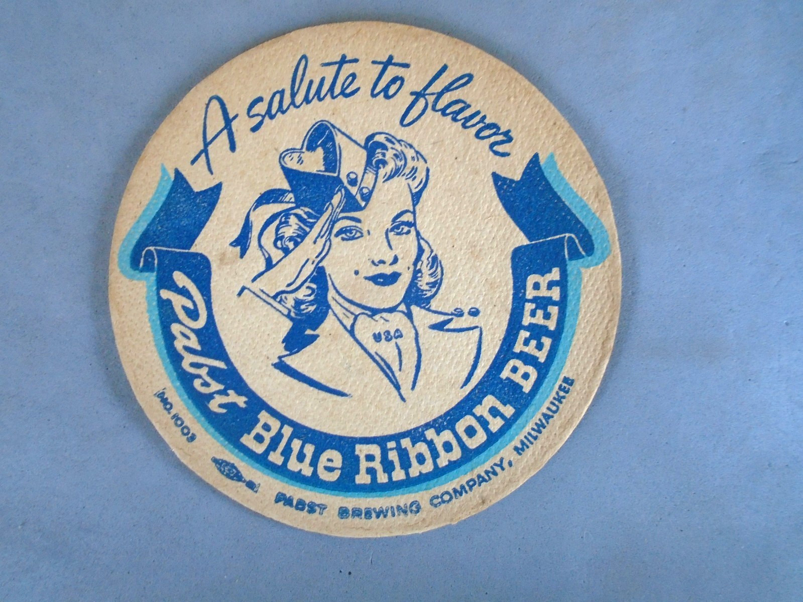 WWII Pabst beer coaster, with V for Victory, toast to victory