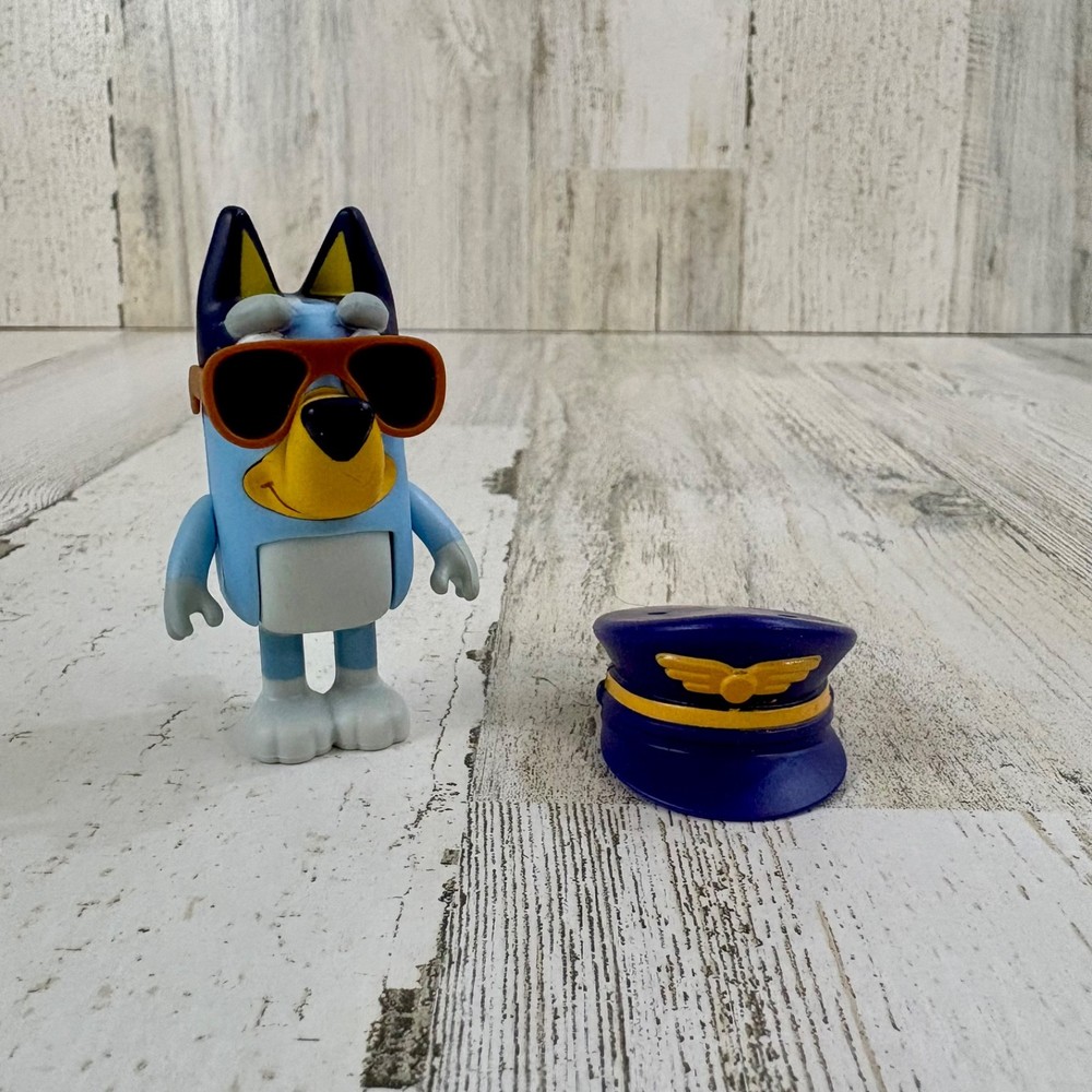 Bluey Airplane Pilot Plane Captain Hat Costume Aviators Figure NEW