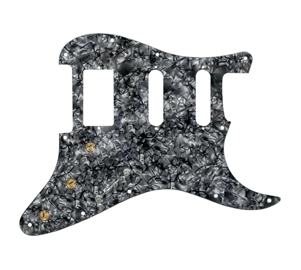 920D Custom Push/Pull 5 Way Pre-Wired HSS Strat Black Pearl Pickguard